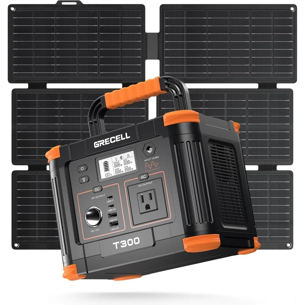 

Grecell 330W Portable Power Station with 40W Solar Panel and 230.88Wh Solar Generator featuring 60W USB-C PD and 110V Pure Sine