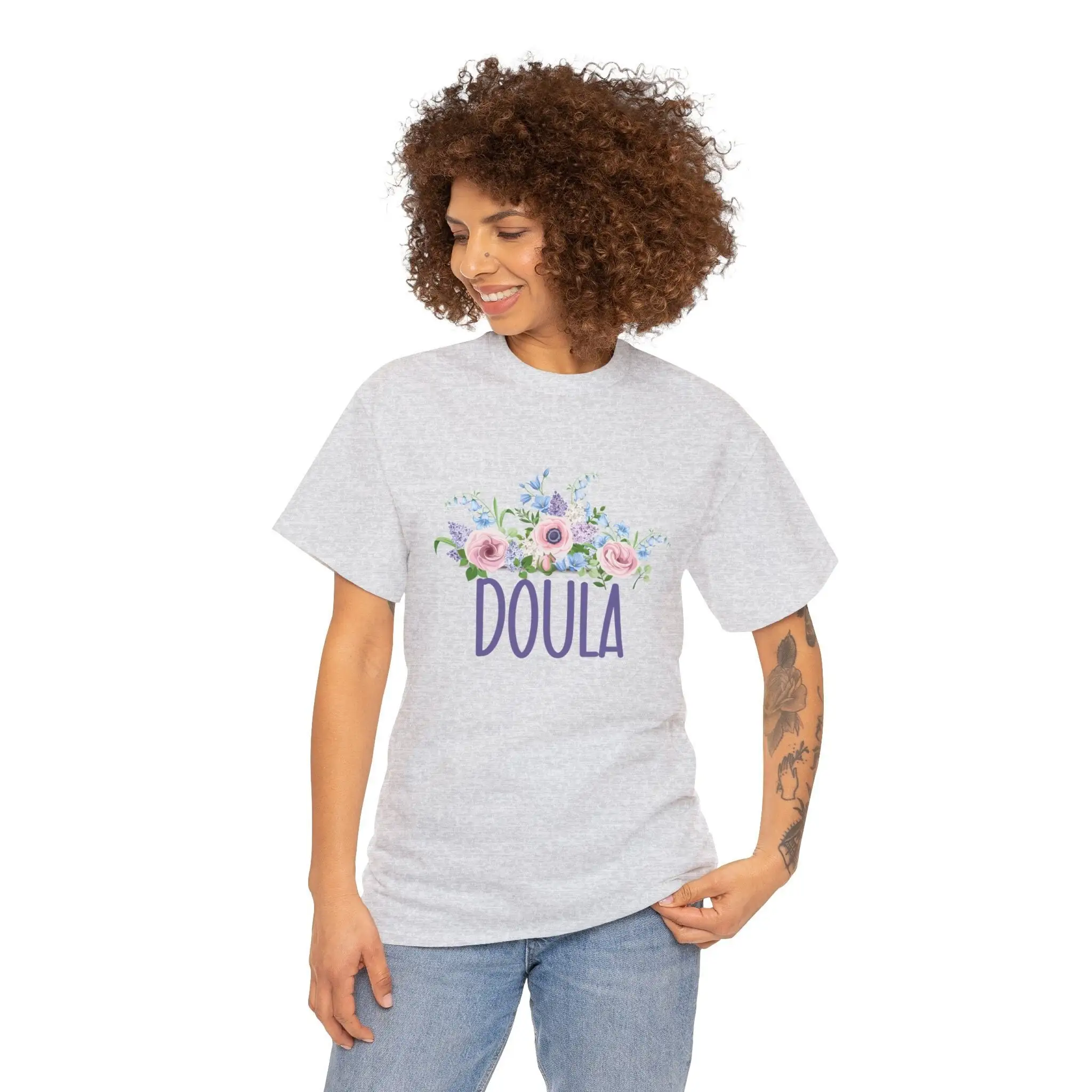 Doula T Shirt Midwife Mother Baby Nurse Birth Floral Labor and Delivery