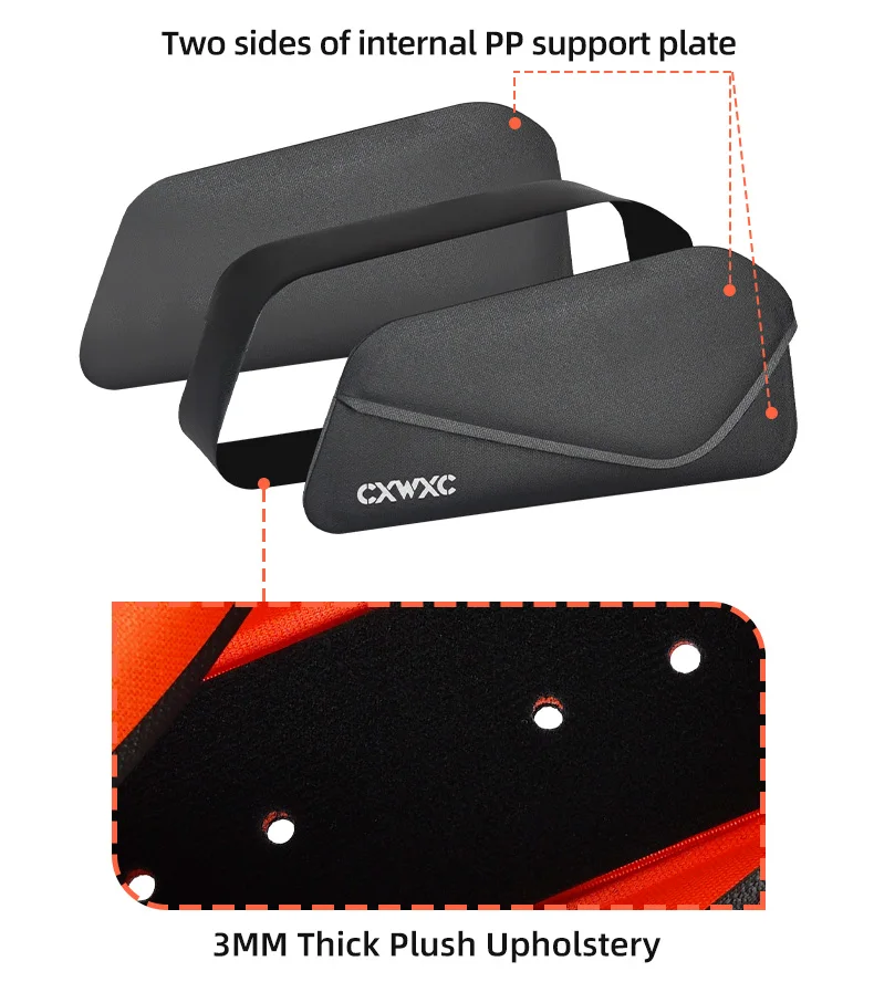 CXWXC Fahrrad-Tasche mit magnetischem Deckel, Oberrohrtasche mit Schrauben montiert und Riemen, Zwei-Wege-Installation, MTB, Rennrad, wasserdichte Frontrahmentasche – Detail 12