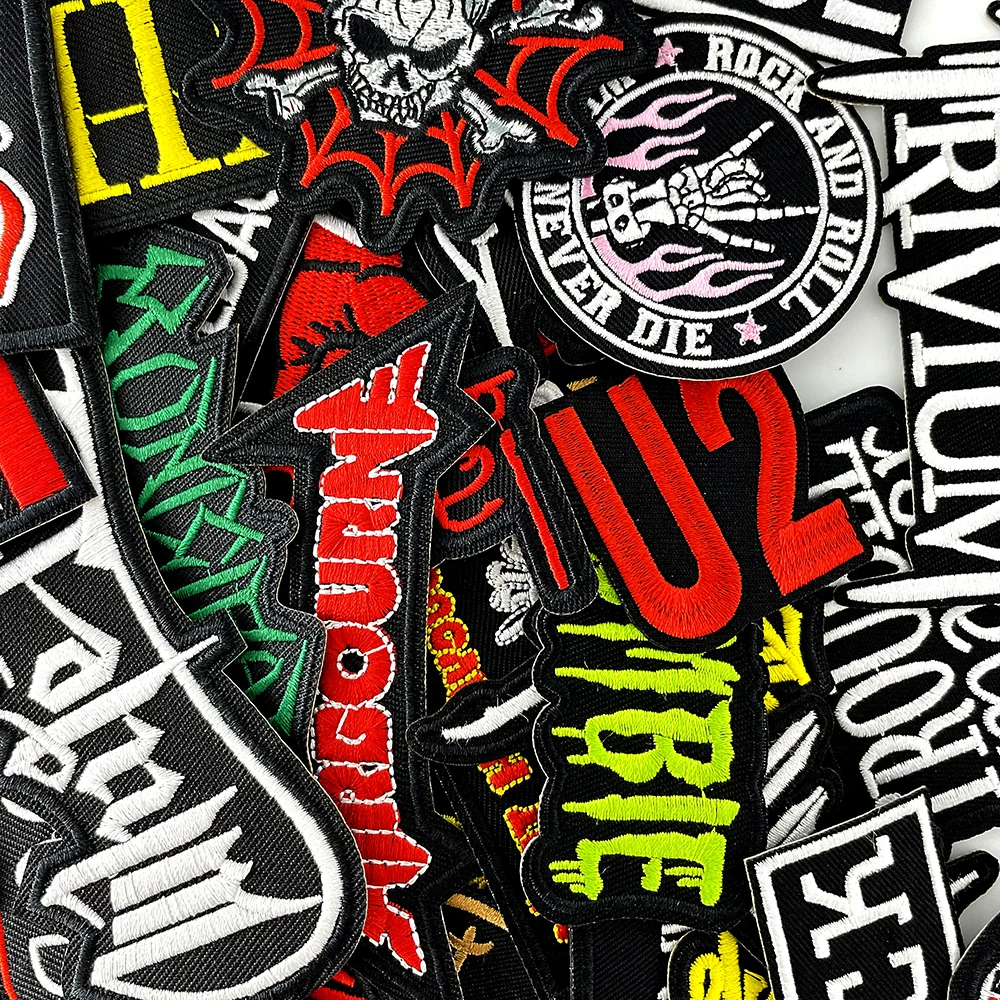 100Pcs Random Mix Iron on Patches for Clothing Decoration Embroidery Decorative Cloth Applique Supplies Patch Band Punk Rock