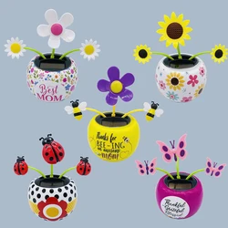 Hot Solar Powered Funny Flower Pot Dancing Shaking Toy Car Decoration Ornaments Windowsill Interior Ornament Kids Holiday Gift