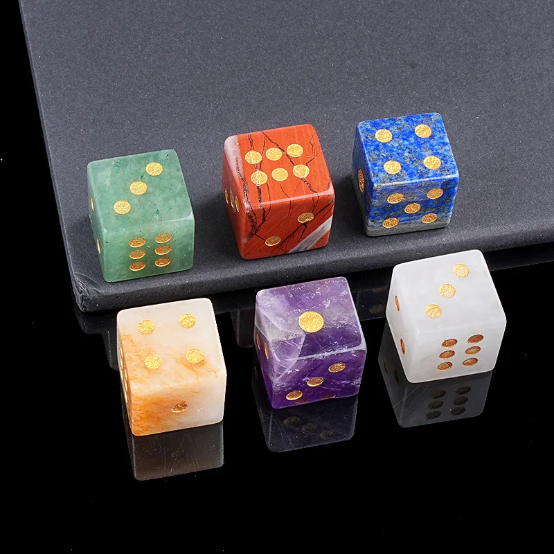1PC Natural Stone Dice Six Sided Hand Carved Amethyst Lapis Lazuli Aventurine Crystal Square Dice Reiki Healing Crystal Gift