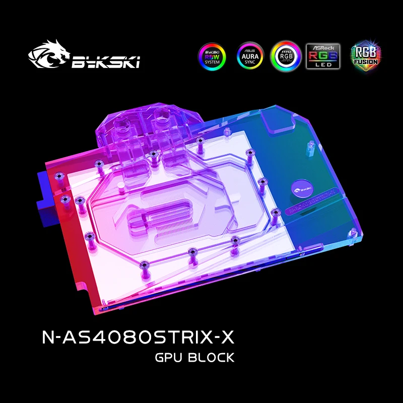 Imagem -05 - Bykski-radiador de Refrigeração de Cobre Bloco de Água para Asus Rtx 4080 Super Rog Strix Cartão Gpu Tuf Gaming Rgb Sync N-as4080strix-x