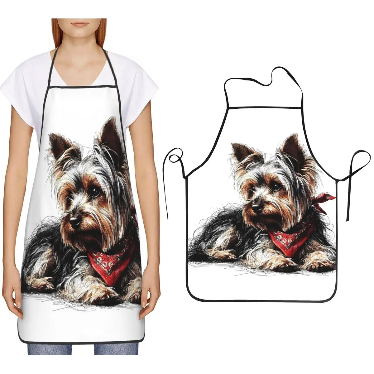 

Фартук для собак Plalahl йоркширского терьера, фартук для шеф-повара, приготовления пищи, выпечки, нагрудник, кухонный сарафан для чистки для женщин и мужчин, живопись