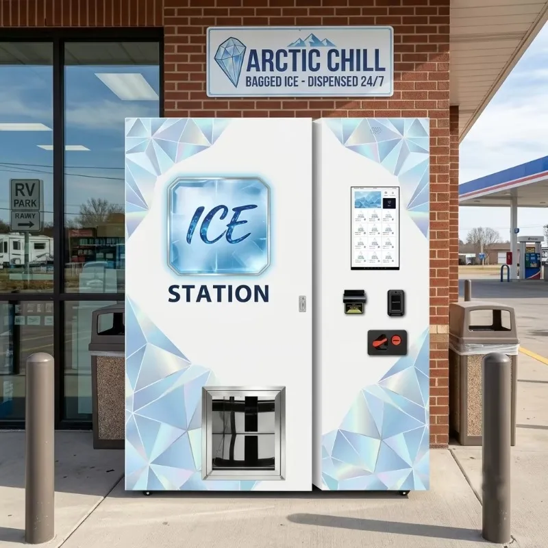 Automatic Bagged Ice Vending Machine Outdoor Cube Ice Maker Vending Machine Purified Water Ice Dispenser For Sale