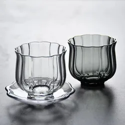 Conjunto De Copo De Chá De Lótus De Vidro Espessamento Resistente Ao Calor Conjunto De Chá Pessoal High-End Transparente Elegante Kung Fu Tea Cup