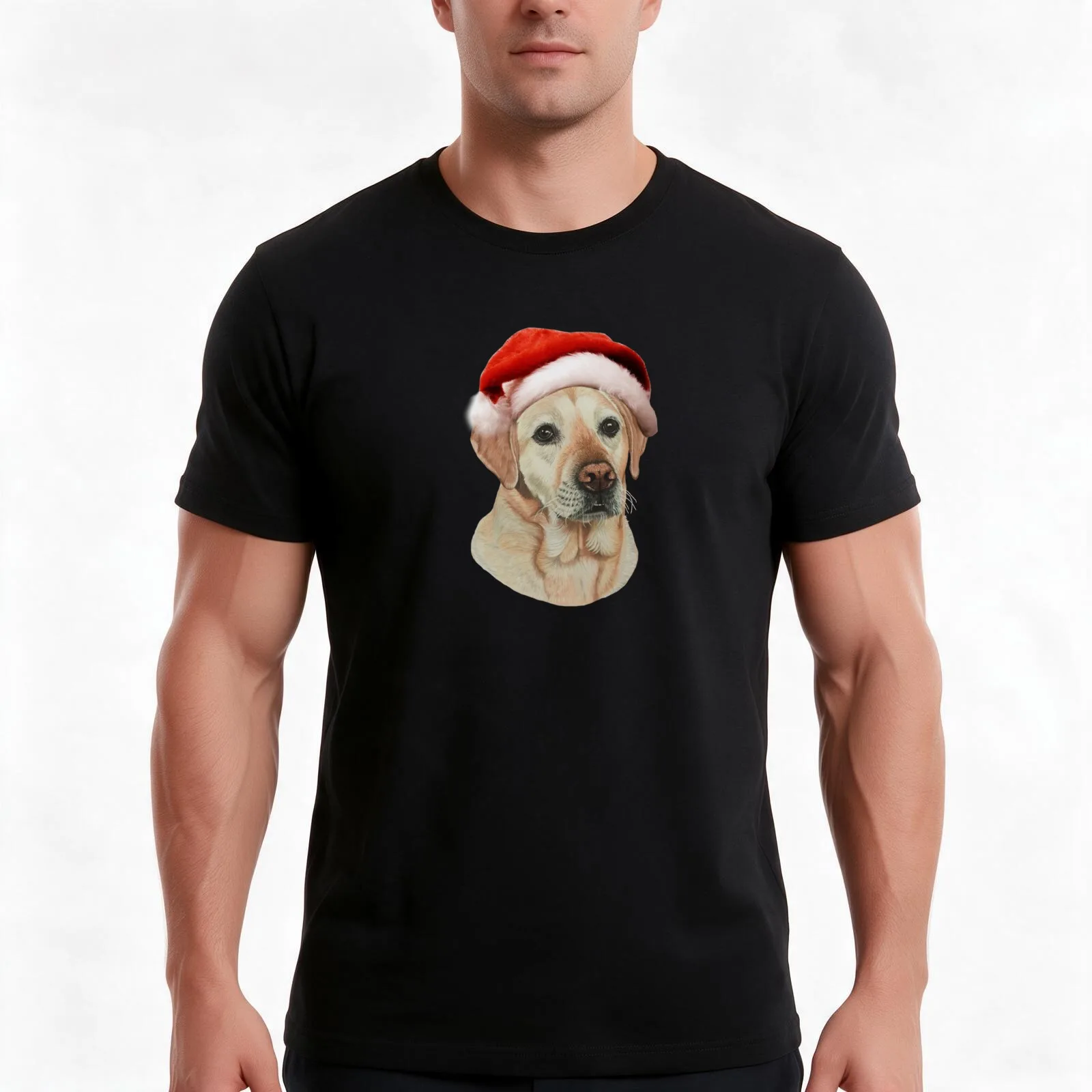 Ted the Yellow Labrador at Christmas T-Shirt, Summer Casual Cotton Tee, Oversized Streetwear Tops, Vintage Graphic Print