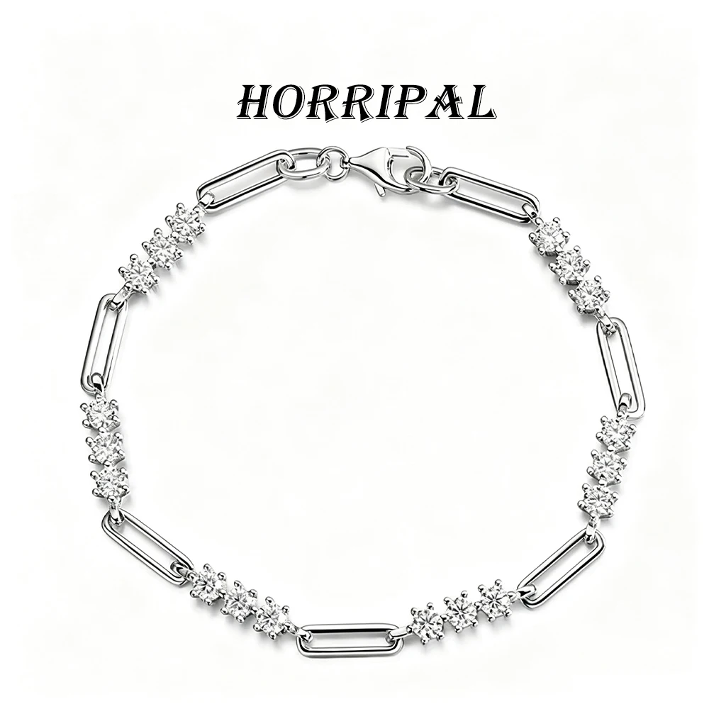 HORRIPAL D VVS1 3mm Moissanite Bracelet For Woman GRA Certified 925 Sterling Silver New Stylish Layered Designer Trends Jewelry