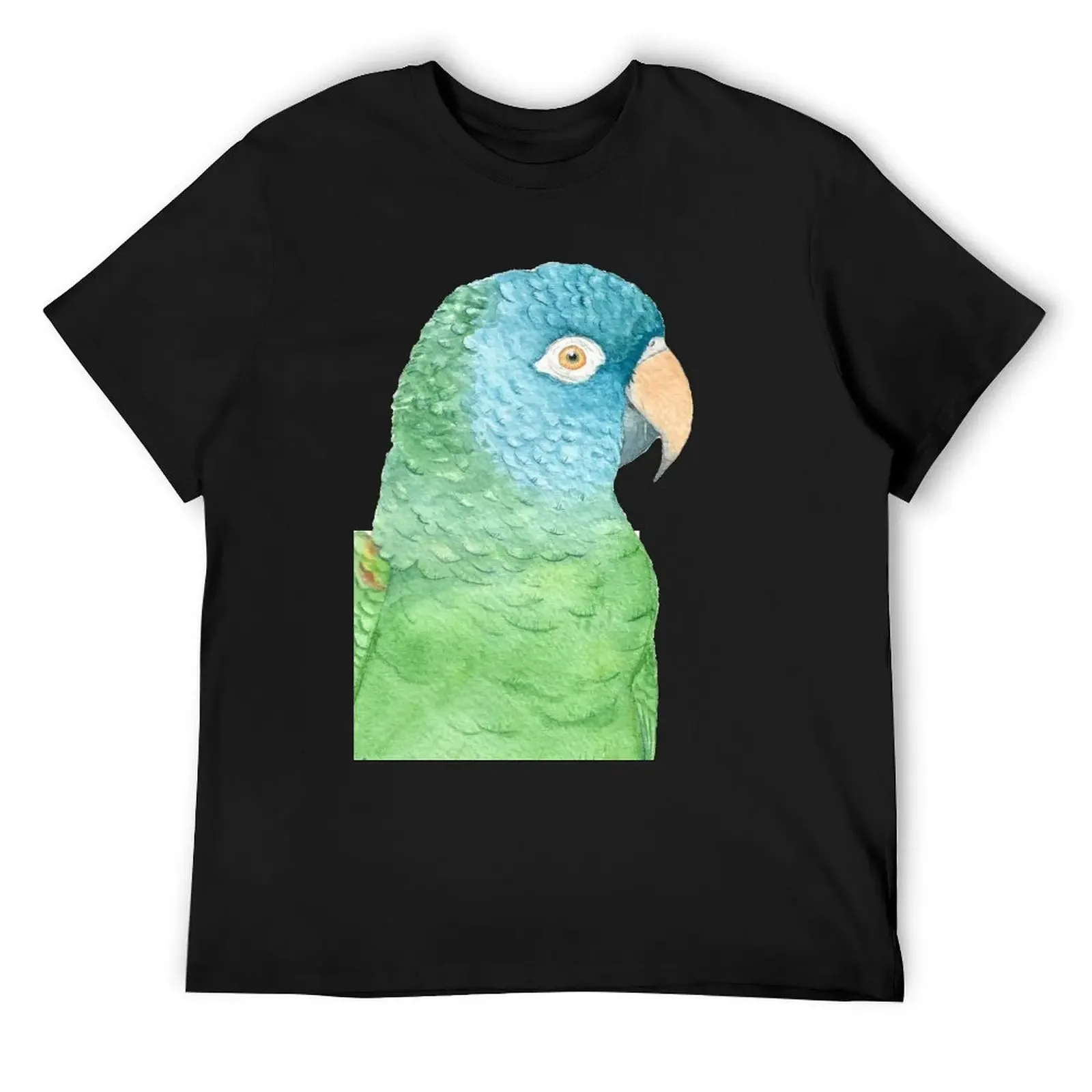 Watercolor blue crowned conure - parakeet painting T-Shirt sweat for a boy blacks Short sleeve tee slim fit t shirts for men