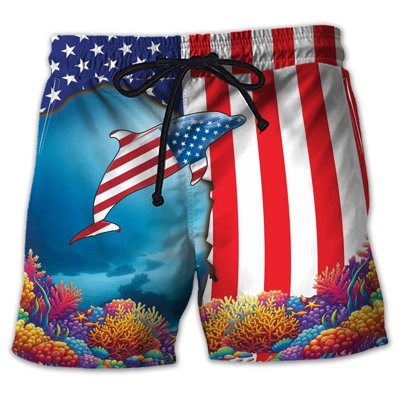 Mammals Sea Dolphin 3D Printed Short Pants For Men Clothes Hawaiian Surfing Beach Shorts Animal Porpoise Trunks Cartoon Trousers