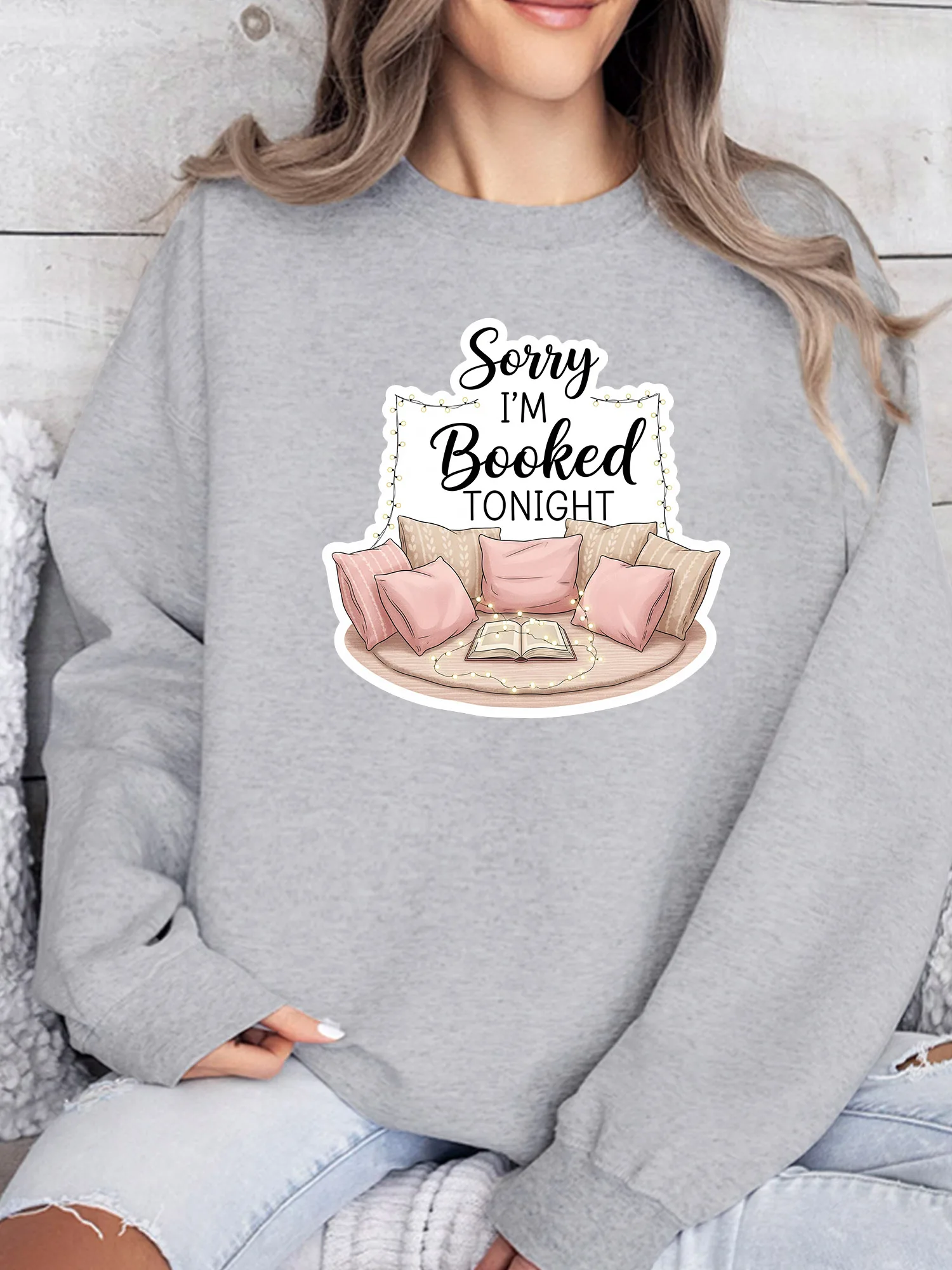 

Женская толстовка с принтом «Sorry I'm Booked Tonight», повседневная, с длинным рукавом, свободного кроя, уличный стиль, для осени и зимы