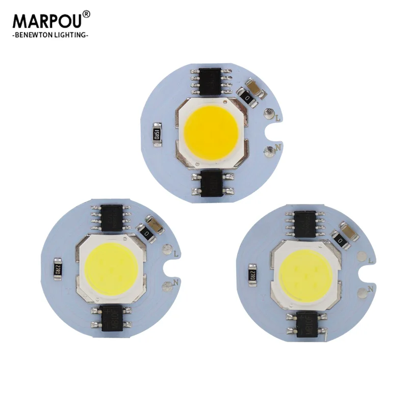 MARPOU DIY LED COB Intelligent IC 12W 9W 7W 5W 3W 220V SMD Grow Light Cold/Warm White LED Spotlight Floodlight Chips Accessories