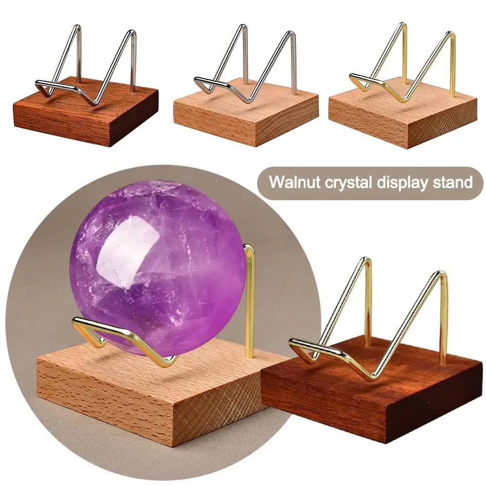 Wooden Crystal Ball Base Metal Arm Craft Crystal Ball Holder Agate Stones Photography Props Sphere Display Stand Home Decoration
