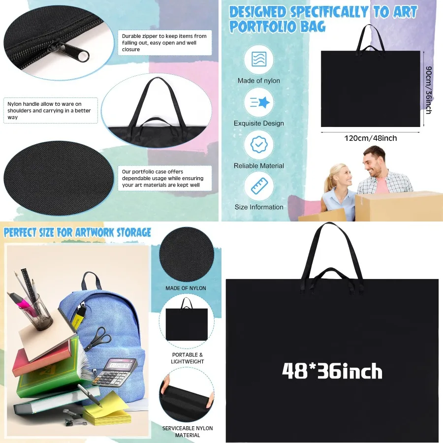 Borsa per portafoglio artistico di grandi dimensioni 48 x 36 pollici con tracolla in nylon Design impermeabile per riporre cartoline e dipingere Sk