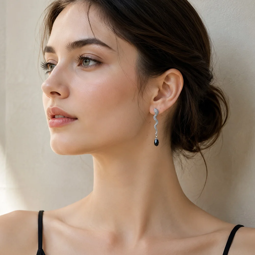 Schlangen- und Kristall-Tropfenohrringe, europäischer Stil, glamouröser modischer Goldschmuck für Frauen, Geschenk aus 925er Sterlingsilber, Super-Angebote – Detail 1