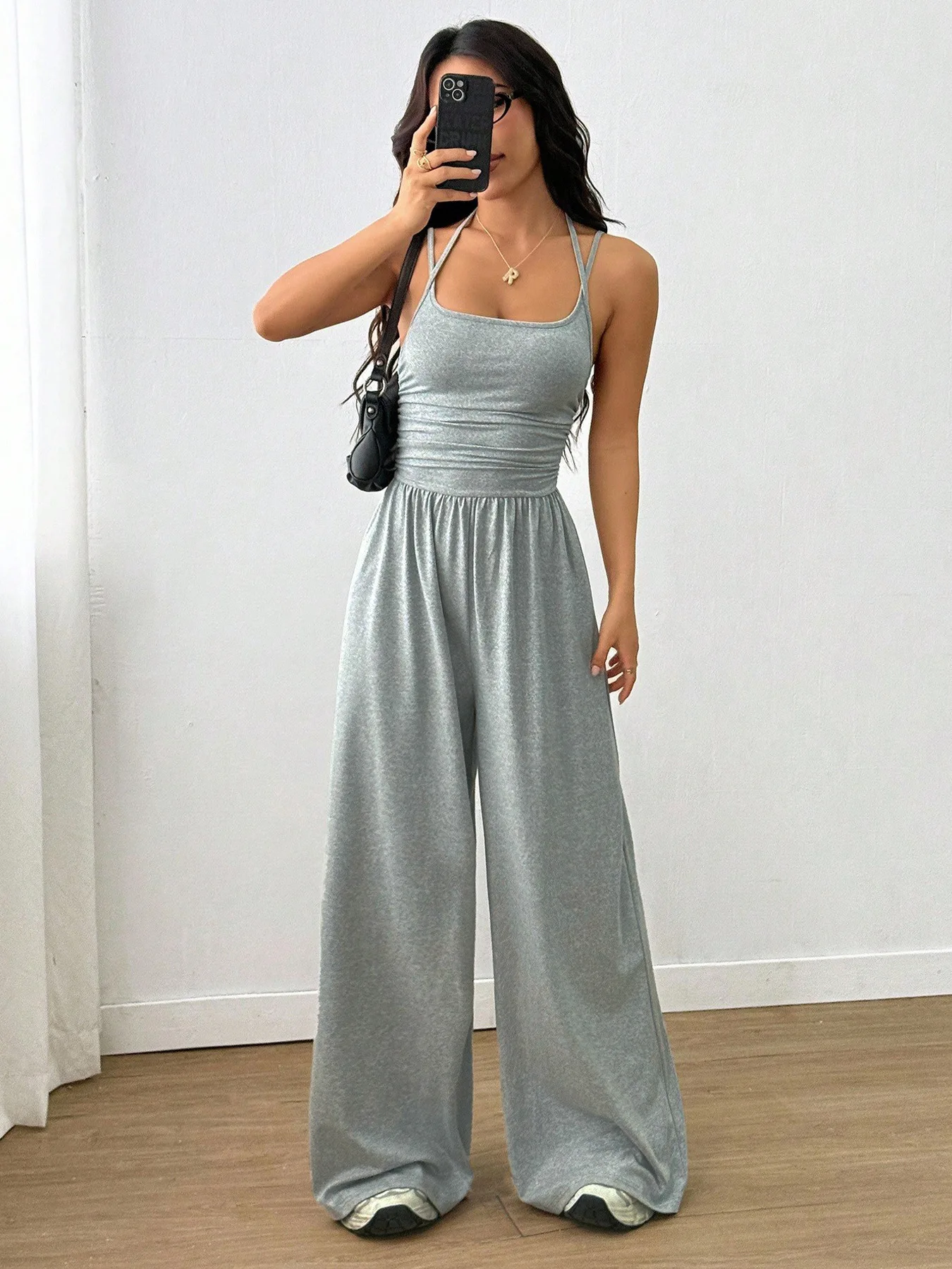 

2026 New Women Summer Casual Tube Jumpsuit Sleeveless Spaghetti Strap High Waist Wide Leg Loose Overalls