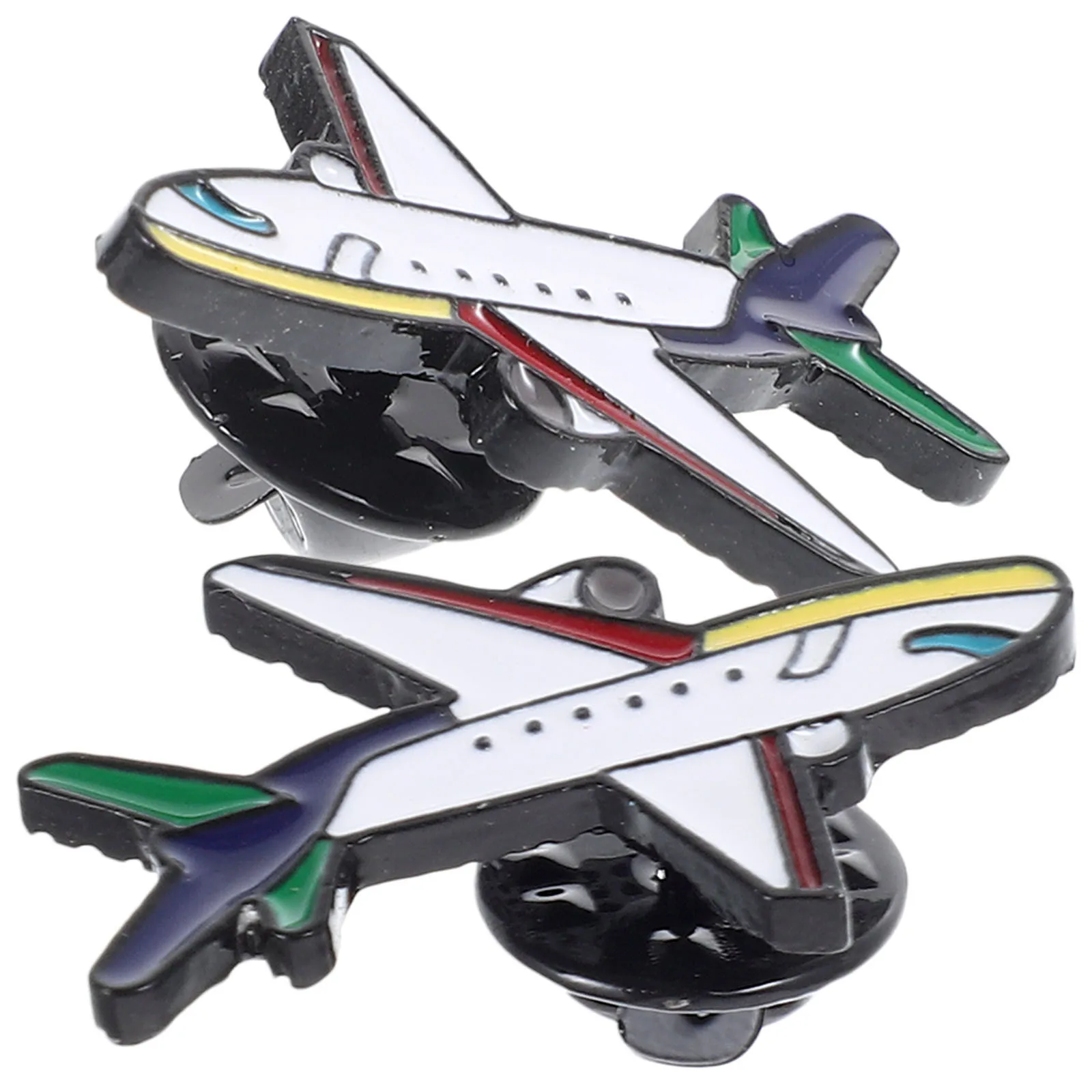 

2Pcs Alloy Cartoon Airplane Brooch Breastpin Eye-Catching Casual Clothing Accessory Gift for Friends Sky-Blue