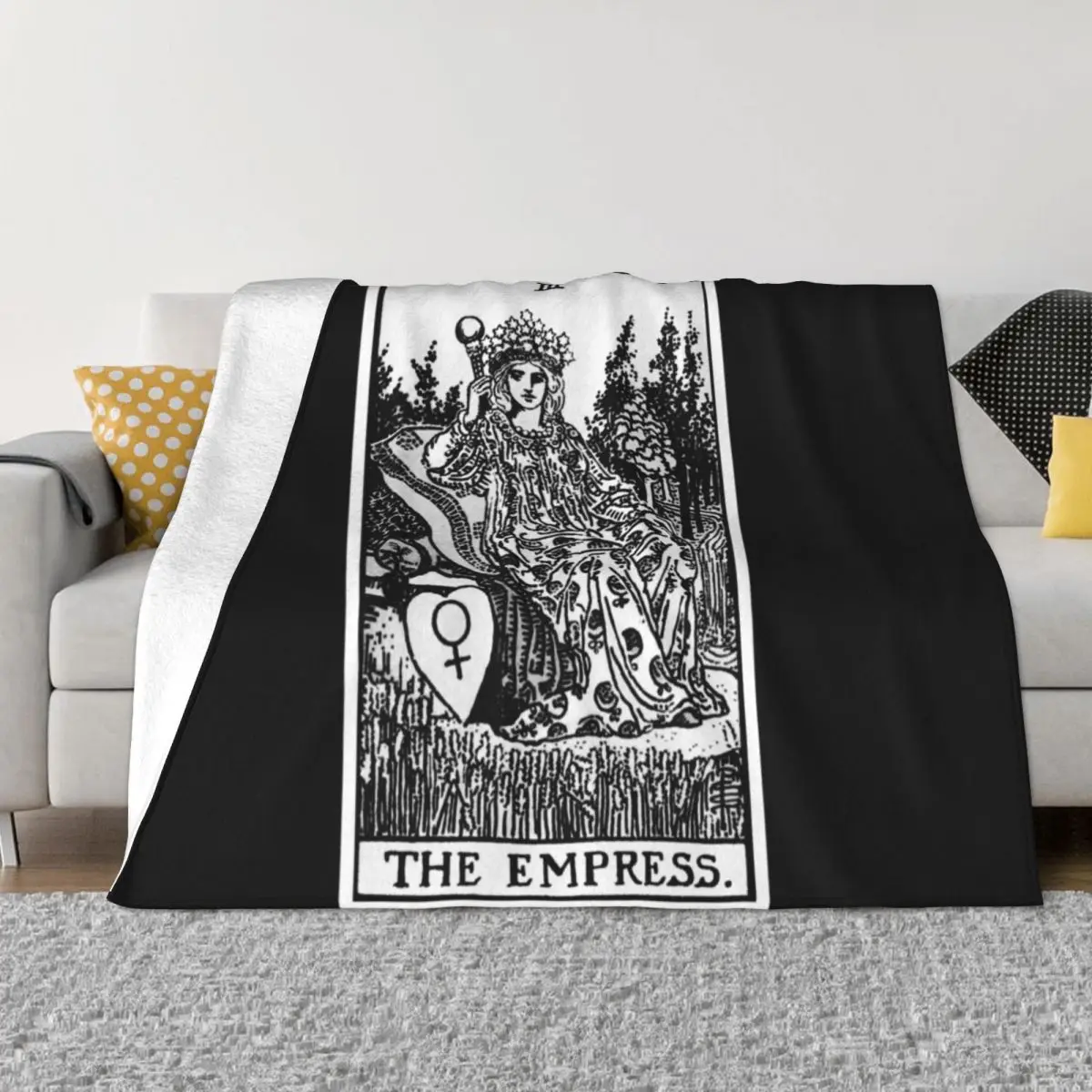 III. The Empress Tarot Card Black and white Throw Blanket Bed linens Thermal Blankets For Travel