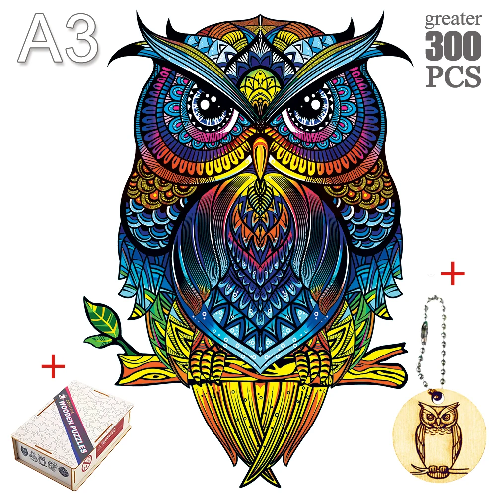 3D Unique Wooden animal Jigsaw Puzzle Mysterious Owl Puzzle Gift For Adult Kids Educational Fabulous Gift Interactive Games Toy