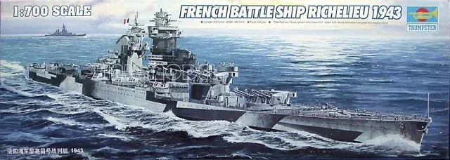 

Модель сборки трубача 1/700 05750, французский линкор Richelieu 1943, комплект пластиковых масштабных моделей