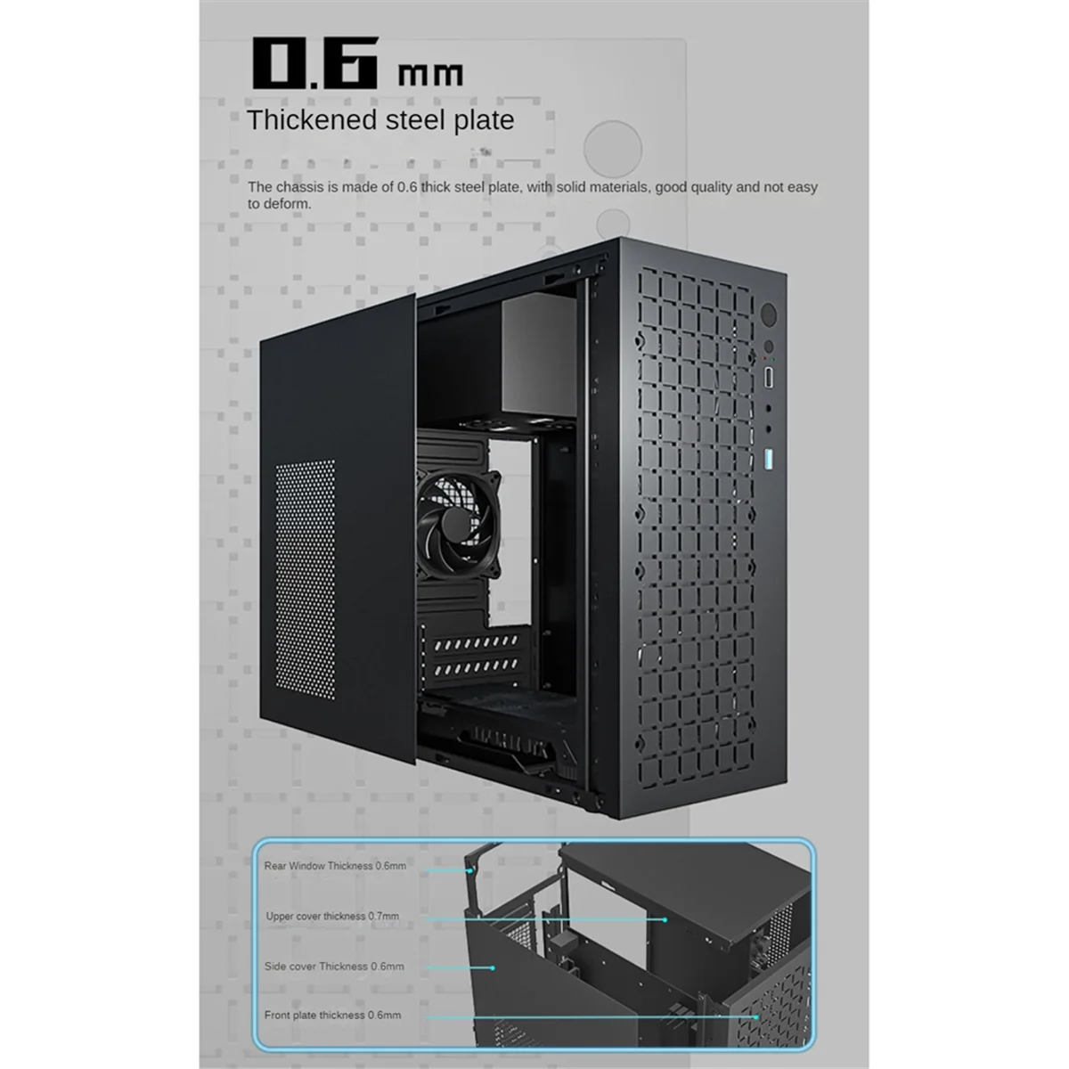 

A64I MINI Computer Case M-ATX/ ITX Computer PC USB2.0 Chassis Support SSD 3.5 Inch HDD Mini PSU Case