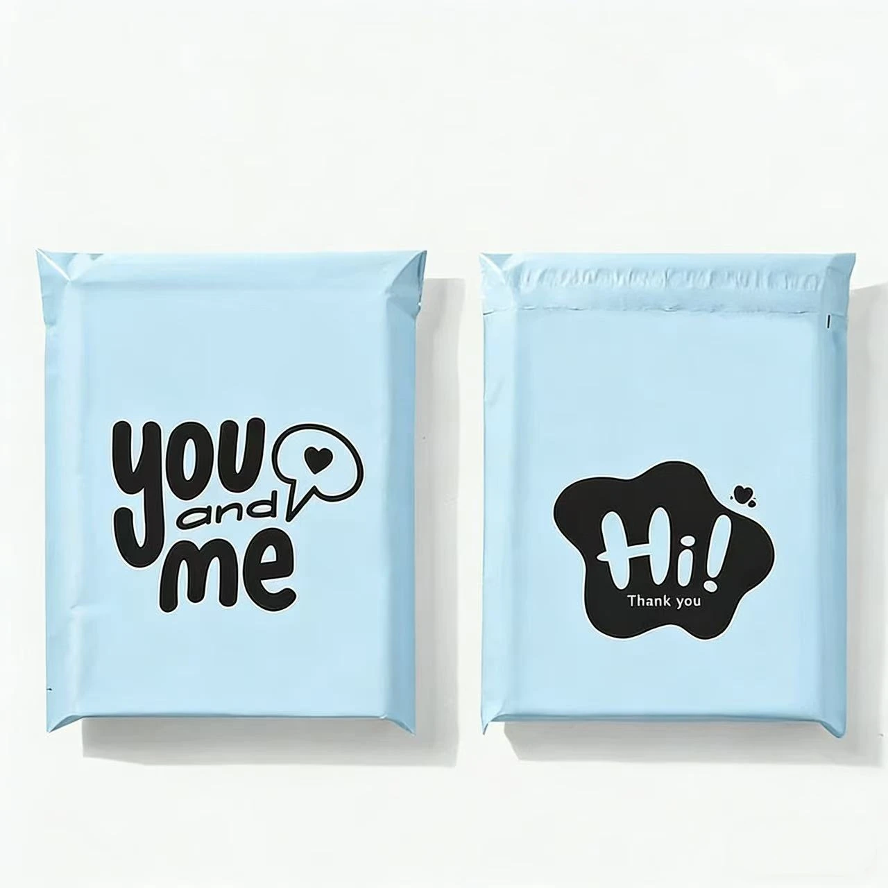 50Pcs Plastic Blue Clothing Logistics Packaging Pouch YOU AND ME Pritning Foldable Shopping Bag  Waterproof Shoe Bag Organizer