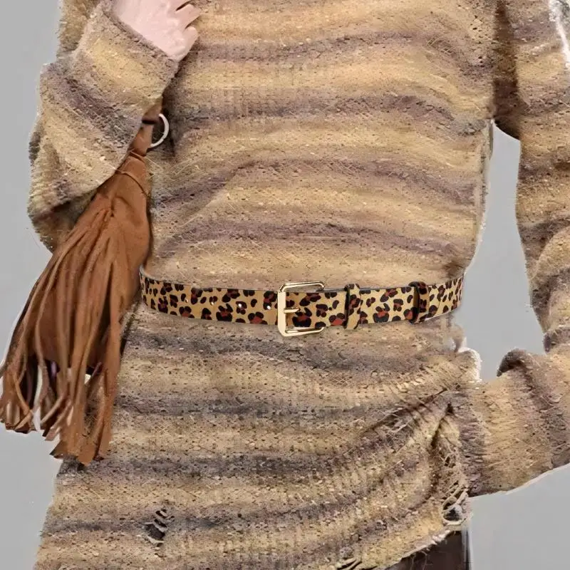 A3pb Leopard Print Pas do dżinsów do dżins