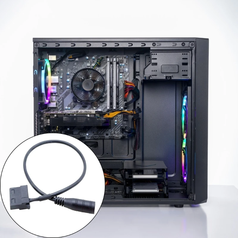 

DC5521 to 4Pin Computer Fan Adapter Wire Reinforced PVC Housing Space Saving For Stable Voltages And Low Noise