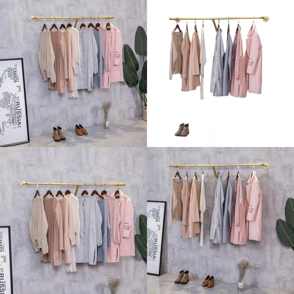 

Wall-Mounted Industrial Pipe Clothes Rack - Gold, 71 Long x 11.8 Deep for Retail Display and Closet Organization