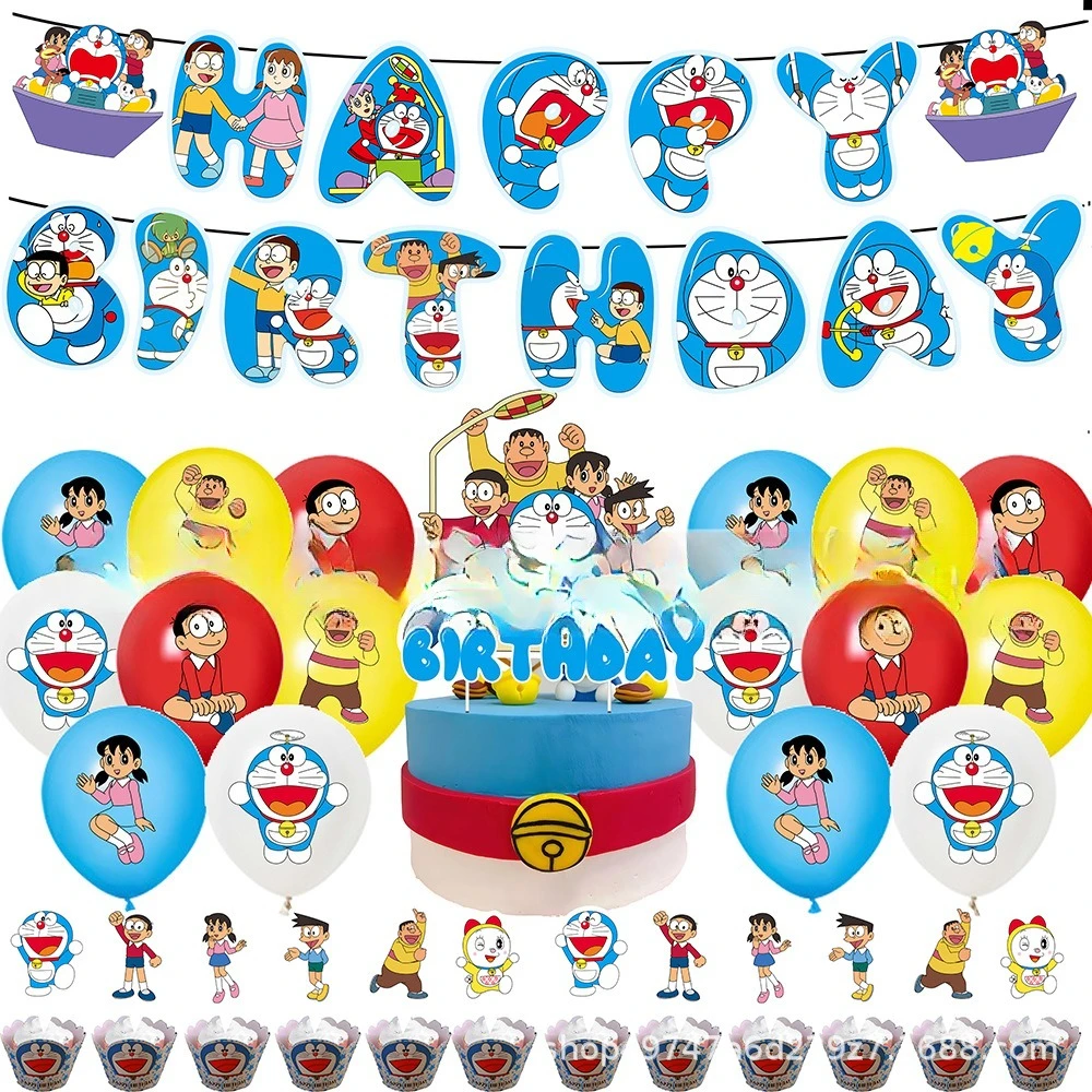 

Cartoon Doramons Theme Birthday Party Decorations Balloons Backdrop Cake Toppers Cups Banner Supplies Baby Girls Boys Toys Gift