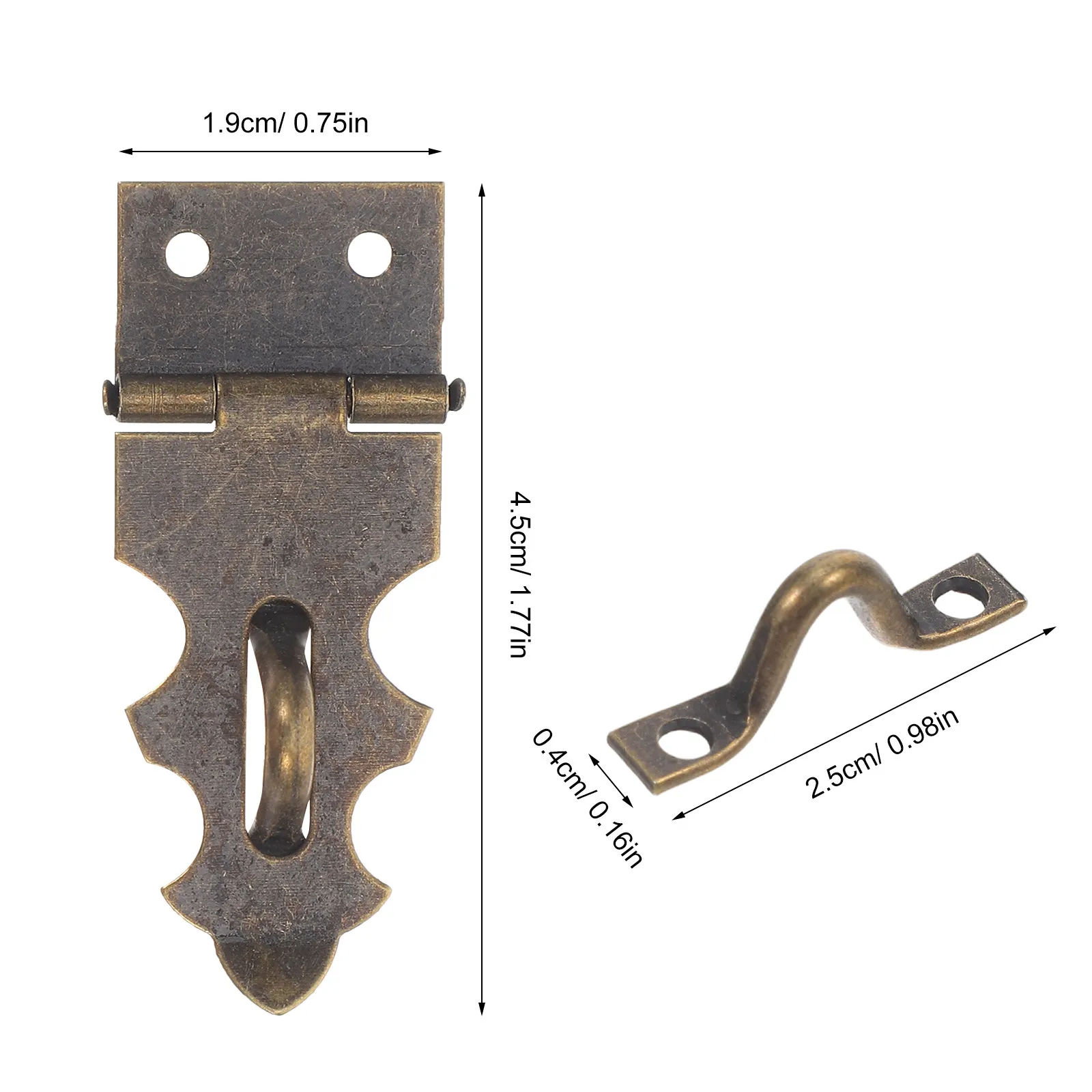 20Pcs Vintage Lock Hasp Wooden Box Latch Clasp Retro Jewelry Box Hardware Secure Mounting Screws for DIY Storage Case