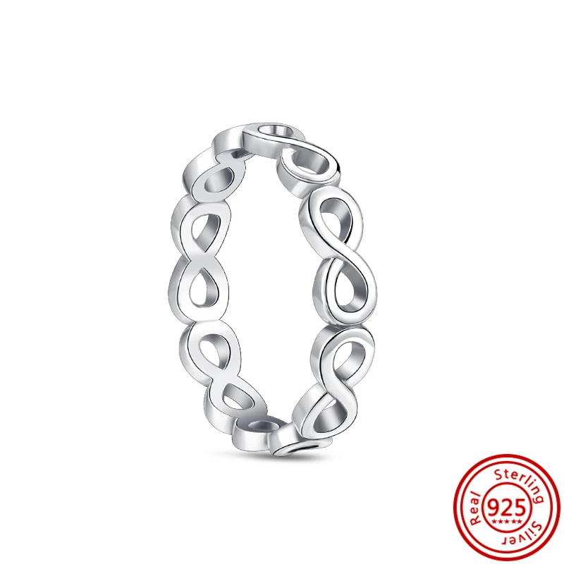 Hot Sale 925 Sterling Silver Moon Star Infinity Symbol Ring Fashion Women Jewelry Wedding Banquet Request Gift Flowers Design