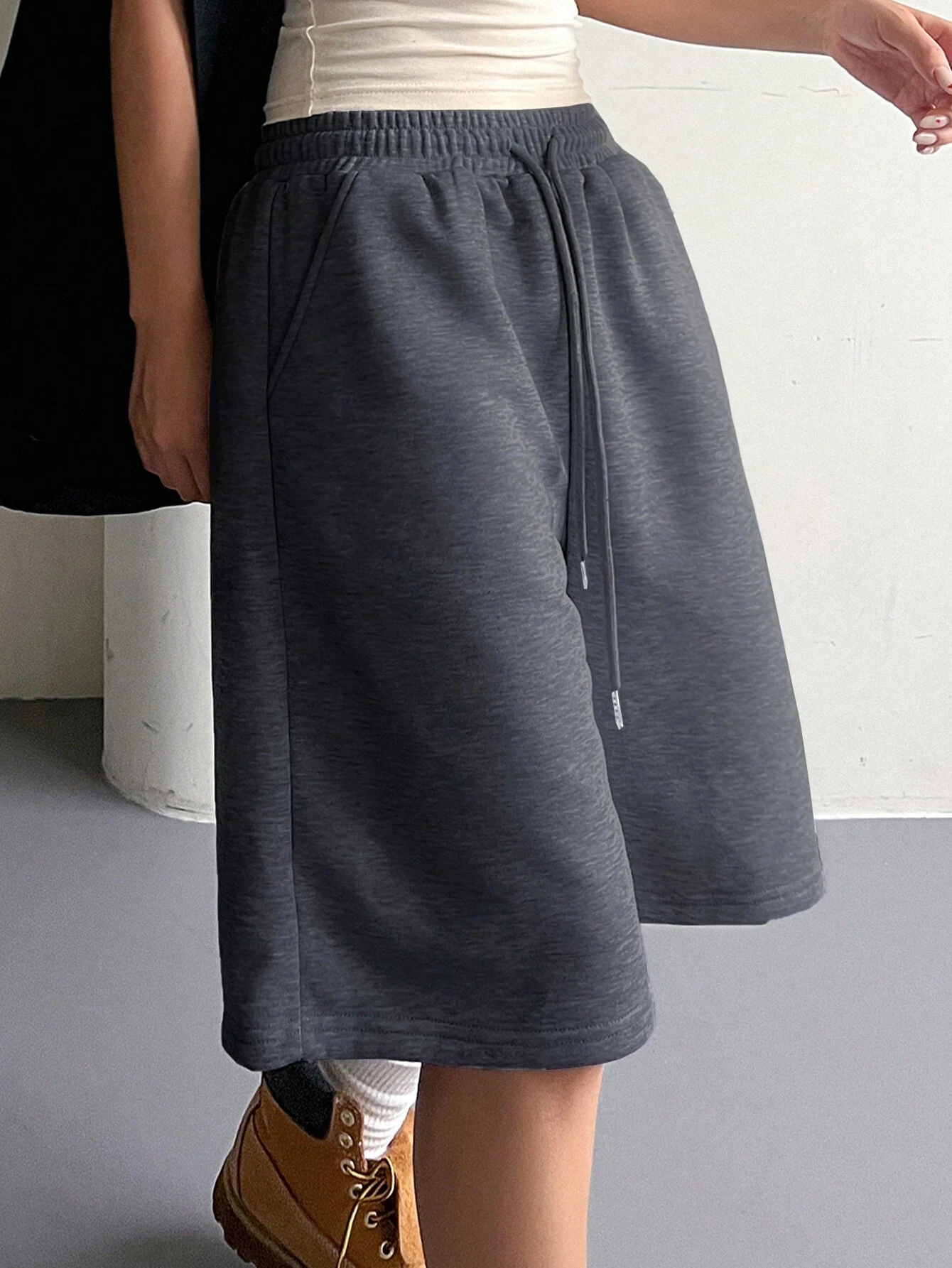 女性用 ソリッドカラー カジュアル エラスティックウエスト ドローストリング ショーツ 四季 スポーツ レジャー ショーツ ストリートウェア ショーツ 女性用