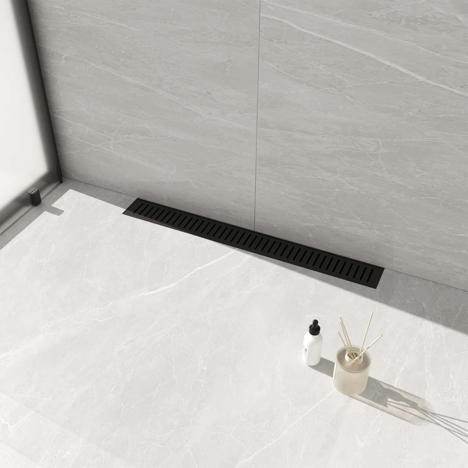 استنزاف دش من الفولاذ المقاوم للصدأ مطلي بالكروم باللون الأسود الاحترافي مع غطاء شبكي قابل للإزالة للحمام #5