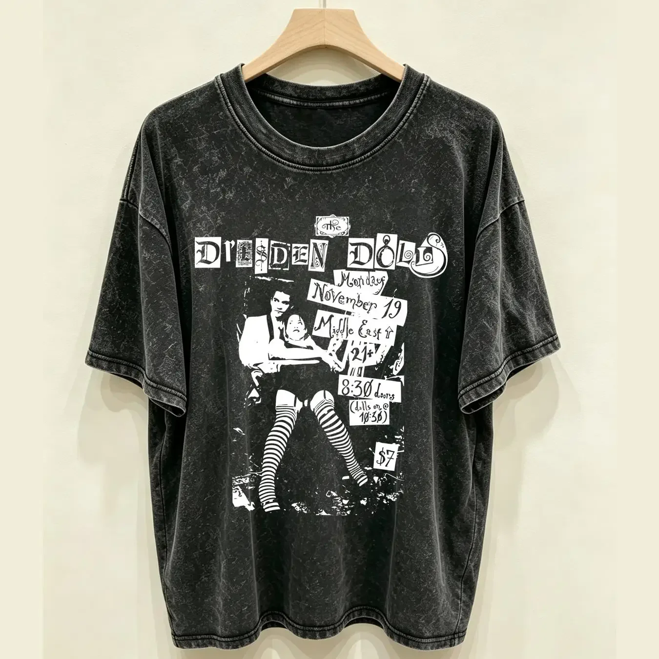 washed T Shirt Vintage 2001 The Dresden Dolls Middle East Flyer Black Size S Punk long or short sleeves vintage Washed Unisex