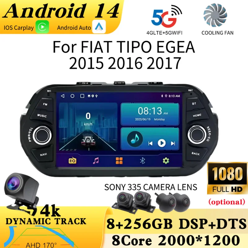 Android 14 Carplay For FIAT TYPE EGEA 2015 2016 2017 Car Radio Auto GPS Navigation RDS 4G DSP BT Car Multimedia Player 2Din