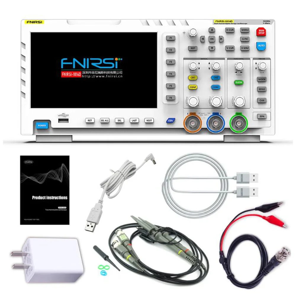 FNIRSI 1014D Digital Oscilloscope Portable 7 Inch TFT 2 In 1 Dual Channel Input Signal Generator Desktop Digital Oscilloscope