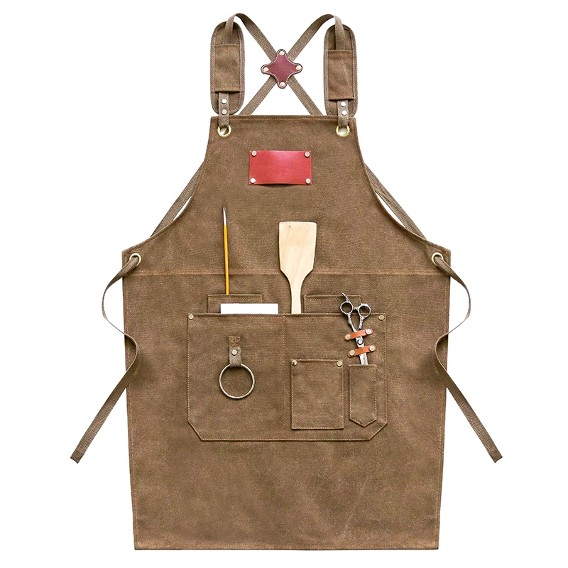 New Tool Apron Heavy-Duty Waxed Canvas Barista Apron Canvas BBQ Apron for Men Bartender Apron Adjustable for Men Welder Aprons