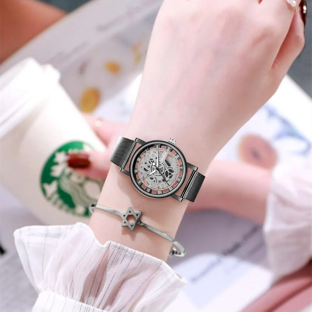 Montre à quartz de luxe décontractée pour femme, or, maille métallique, acier inoxydable, montres-bracelets pour femme, nouvelle mode, 2024