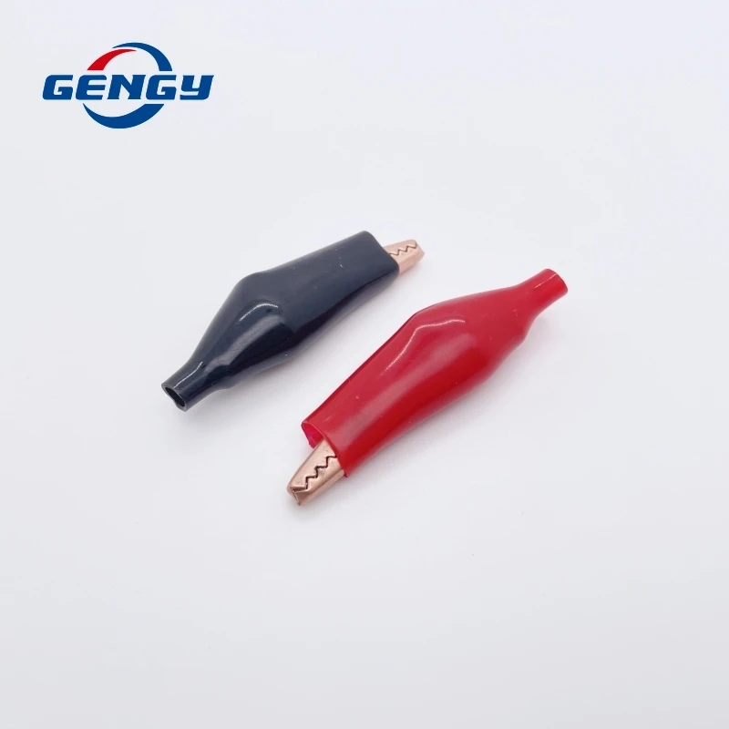 10 Pcs Crocodile Electrical Clamp 28mm 35mm 45mm Copper Alligator Clip Testing Probe Mini Meter Clip Black Red With Soft Plastic