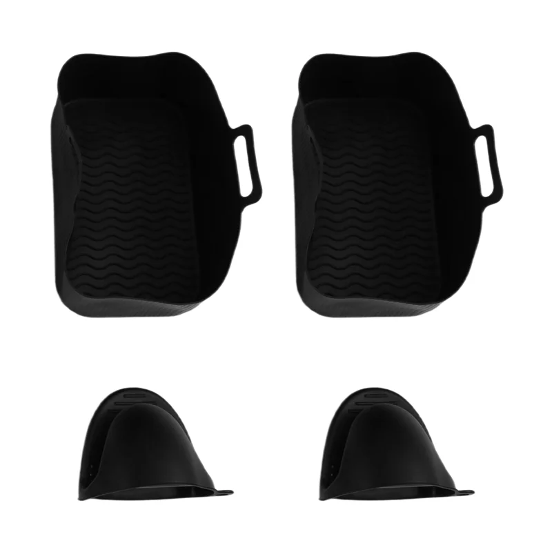 A04G-Multi-Use Air Fryer Silicone Baking Mat And Insulation Tray Set With Kitchen Hand Clamp