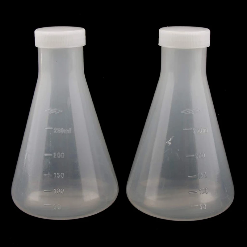 Flcopropriété Erlenmeyer conique en plastique gradué de laboratoire, Ghable, mur optique lisse, 20 HI de 250Ml