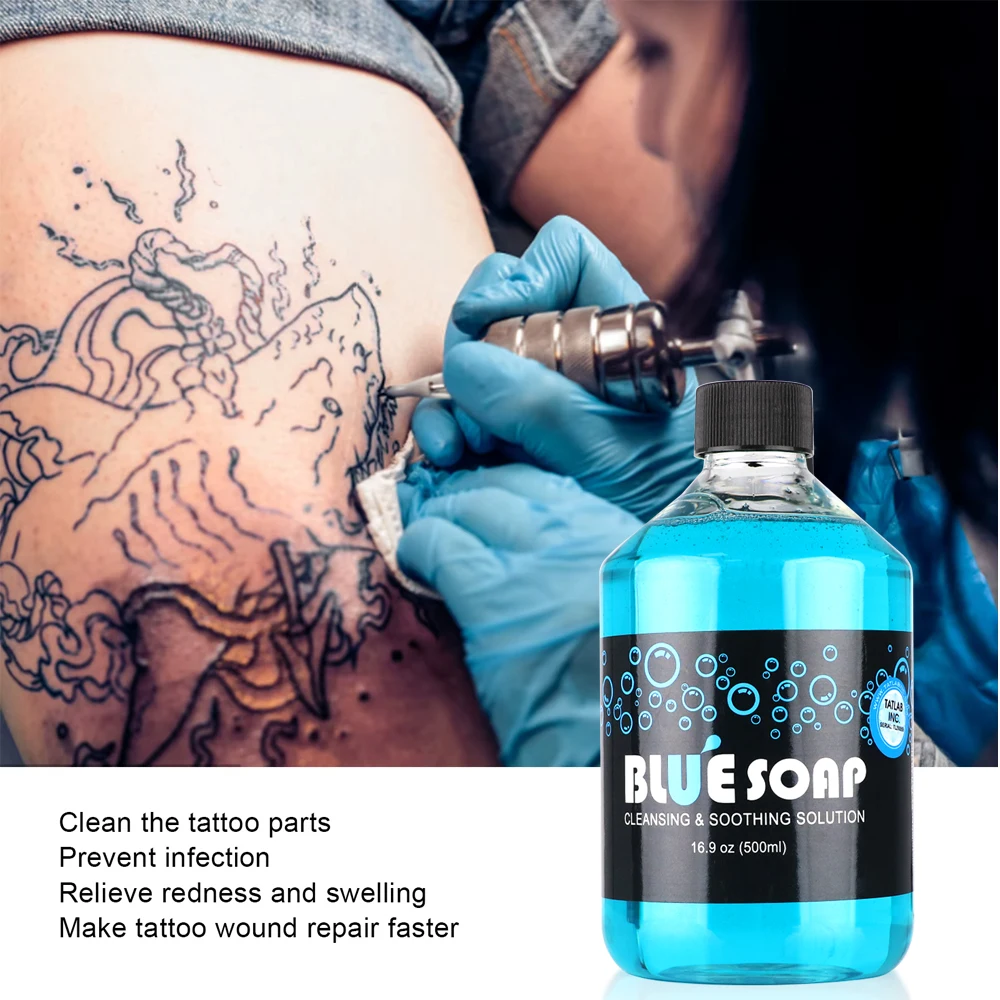 40/500 مللي مركز الوشم الأزرق الصابون السائل تنظيف الحل رغوة غنية الوشم لوازم أداة تنظيف الوشم