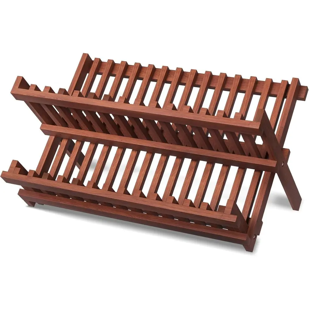 

Teak Dish Drying Rack,olding Collapsible Drainer Plate Organizer Holder or Kitchen,oldable Spice Rack or Countertop and Cabinet,