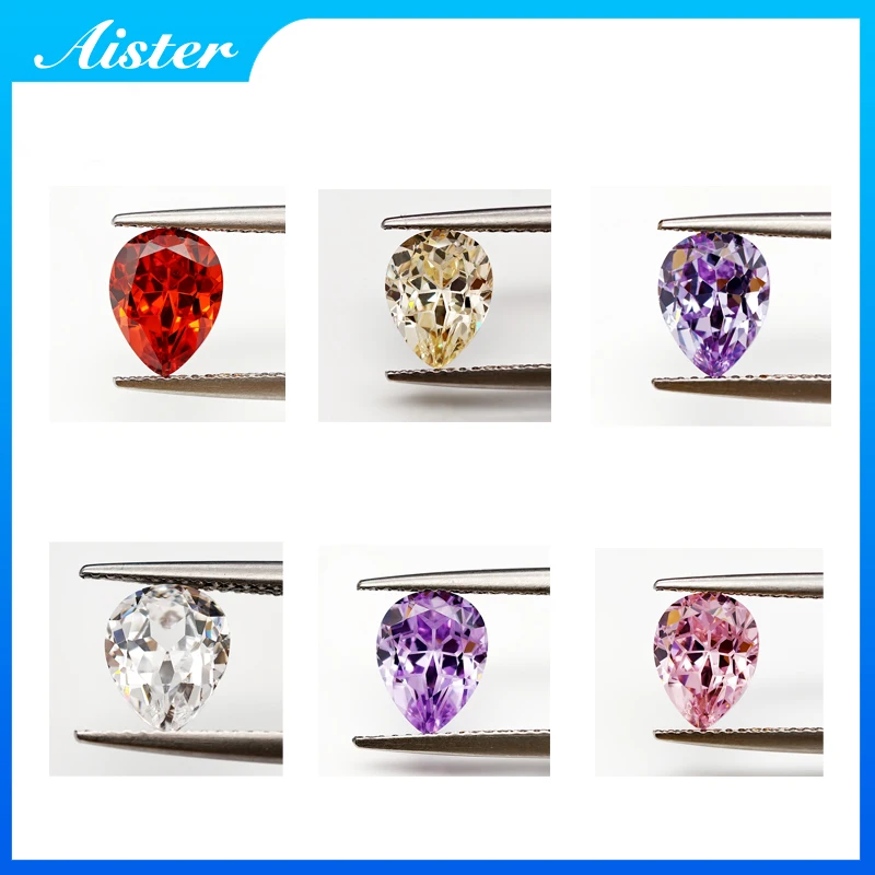 

New 5A White/Pink/Purple/Red/Partschinite Colors Pear Snowflake cut Cubic Zirconia Loose Gemstones for Jewerly Making