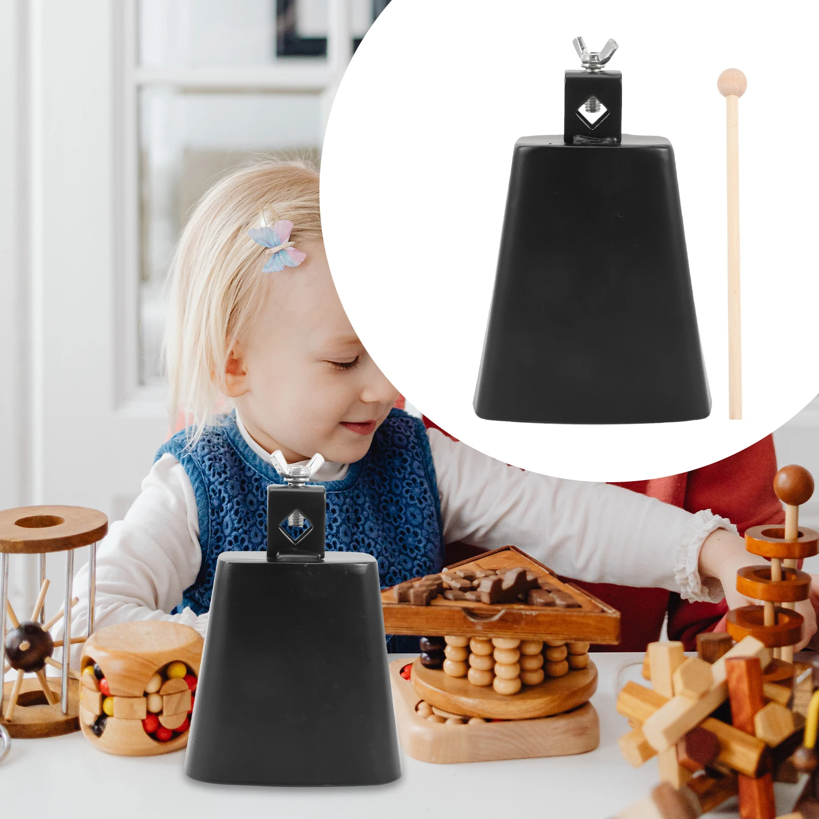 Instrumento Musical Cowbell material didáctico juguete para niños percusión Metal niños instrumentos musicales regalos