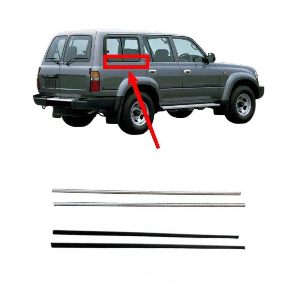 2 Pcs Chrome or Black Window Rubber Shell for Toyota Land Cruiser Prado LC80 1991-1998 Rear Glass Outer Weatherstrip 75670-60010