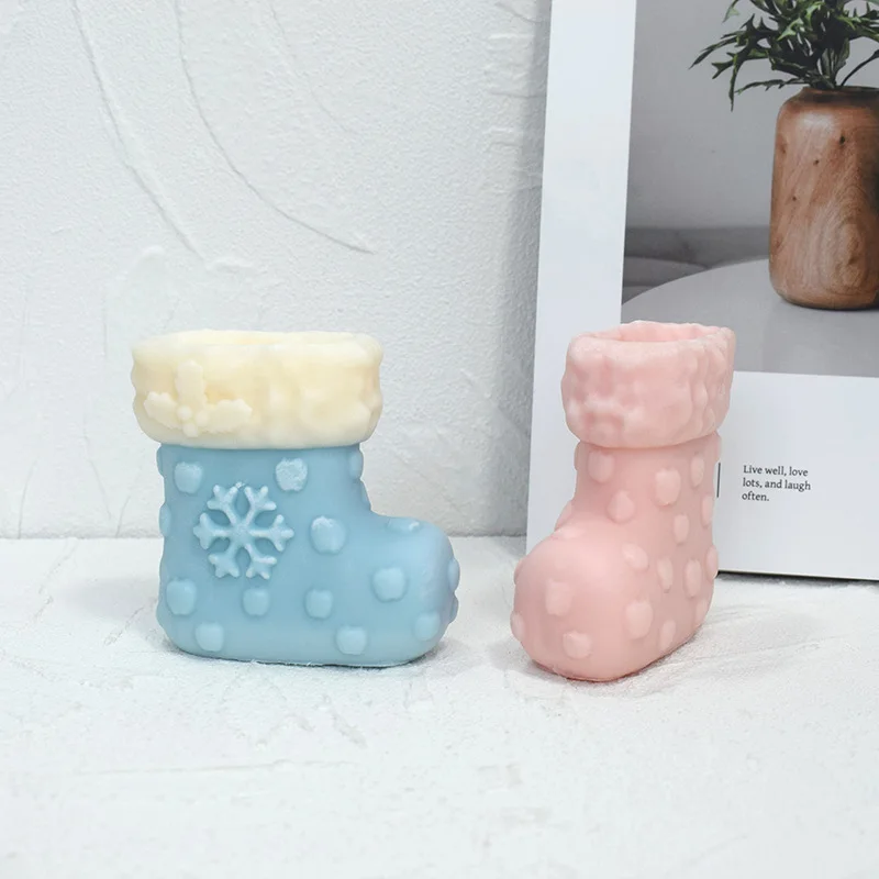 Christmas Boots Aromatherapy Candle Silicone Mold DIY Diffuse Plaster Epoxy Ornament Decoration Abrasive Tools