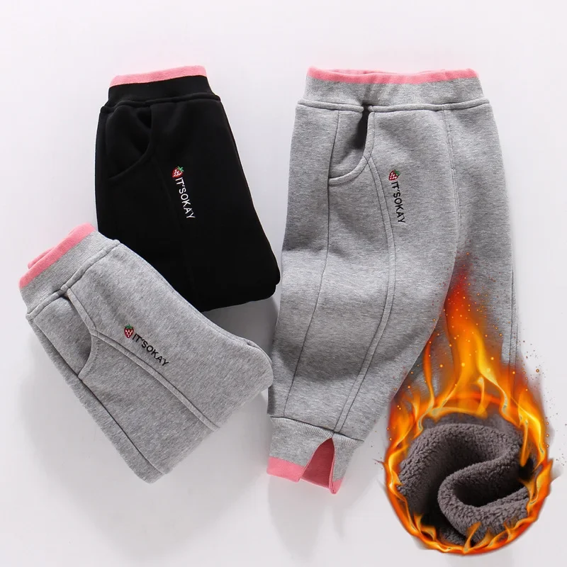 

Winter Girls Sweatpants Baby Thick Fleece Warm Long Pants Children's Loose Casual Sports Pants 2-10 Years Kids Clothes Trousers