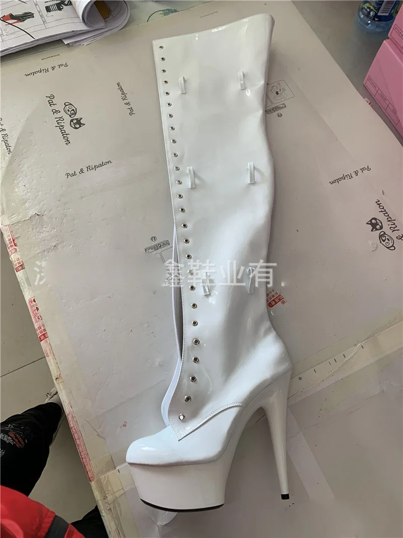 Auman Ale Night Club Party Queen Boots Over The Knee Boots High Heels Women Boots Sexy Plus Size 46 Thin Heels Shoes A-034